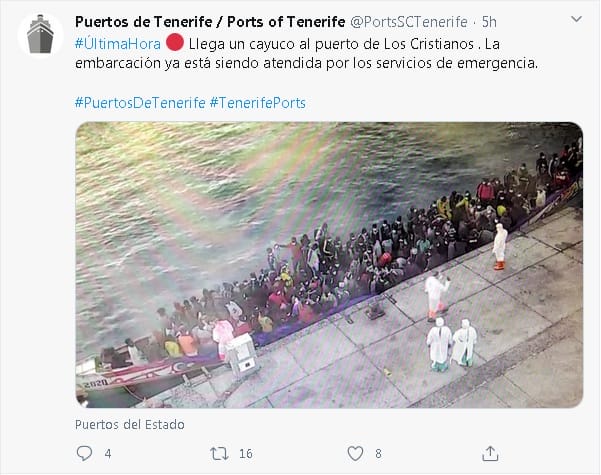 Tenerife I Los Cristianos uosta atvyko 195 imigrantai