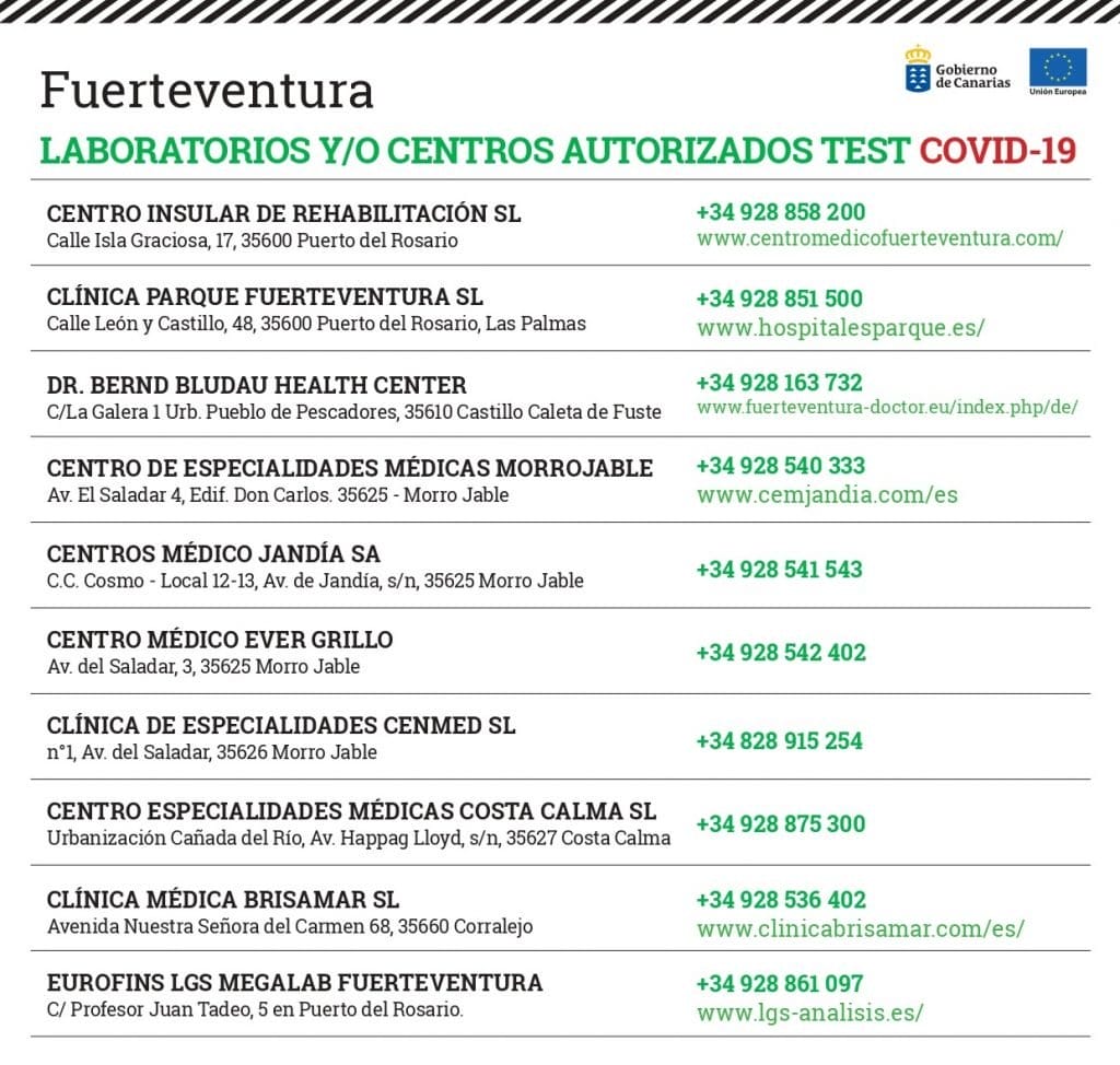 Autorizuotu PCR testus atliekanciu medicinos istaigu sarasas Kanaru salose 7 1